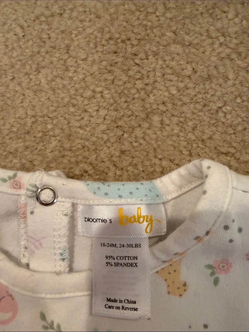 Toddler Girls White Pastel Safari Tiered Pajama Nightgown with Diaper Cover